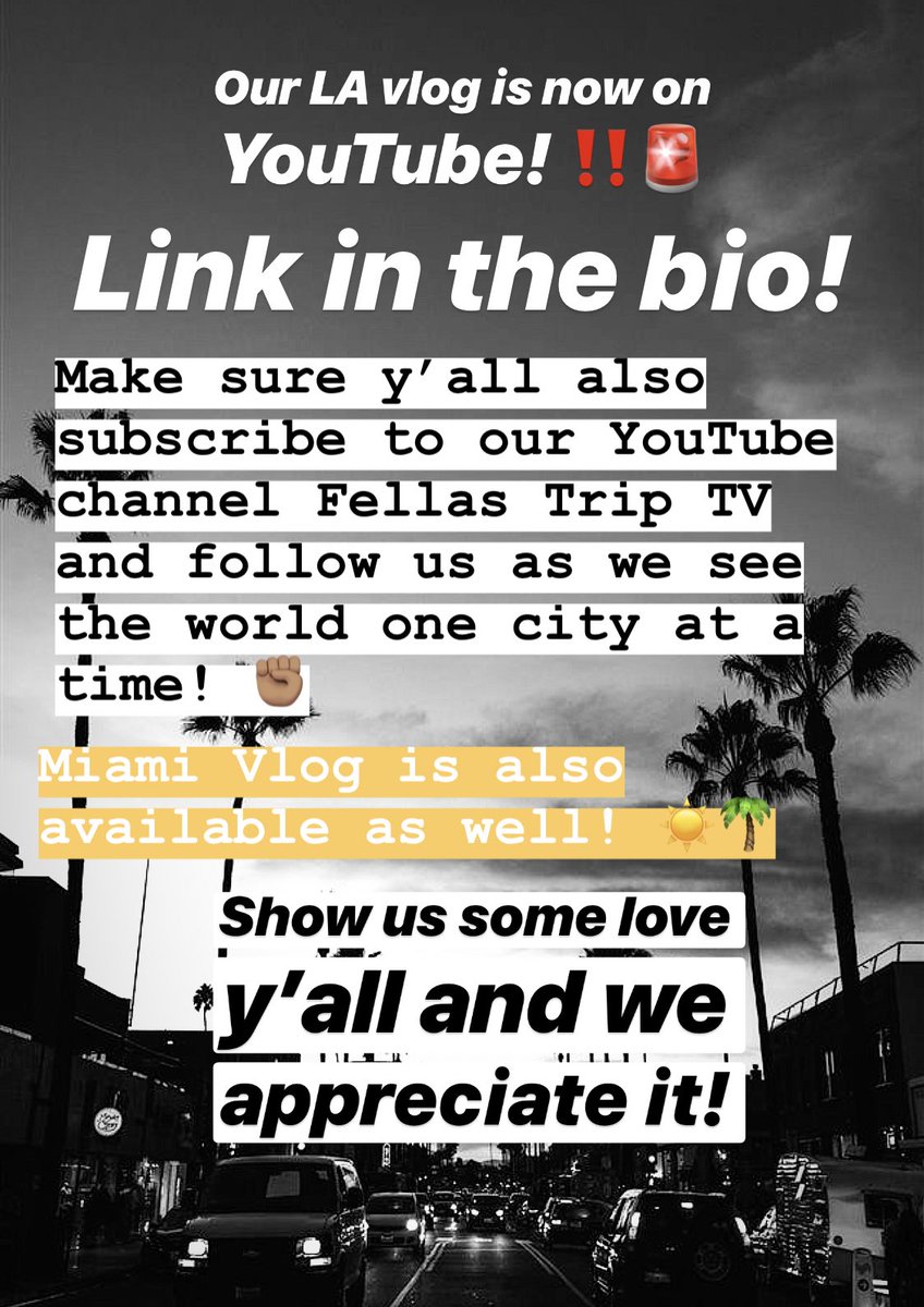 BigThadAttack's tweet photo. Y’all check us out man! Just some boys from the 75 tryna see the world! 🌎  #Virginia #Chesapeake #Norfolk #Portsmouth #VirginiaBeach #Hampton #Suffolk #Travel #Vlog #BlackExcellence #BlackUnity #LosAngeles #Miami https://t.co/BLXiJX3Fqa https://t.co/qqWlsQnl1c