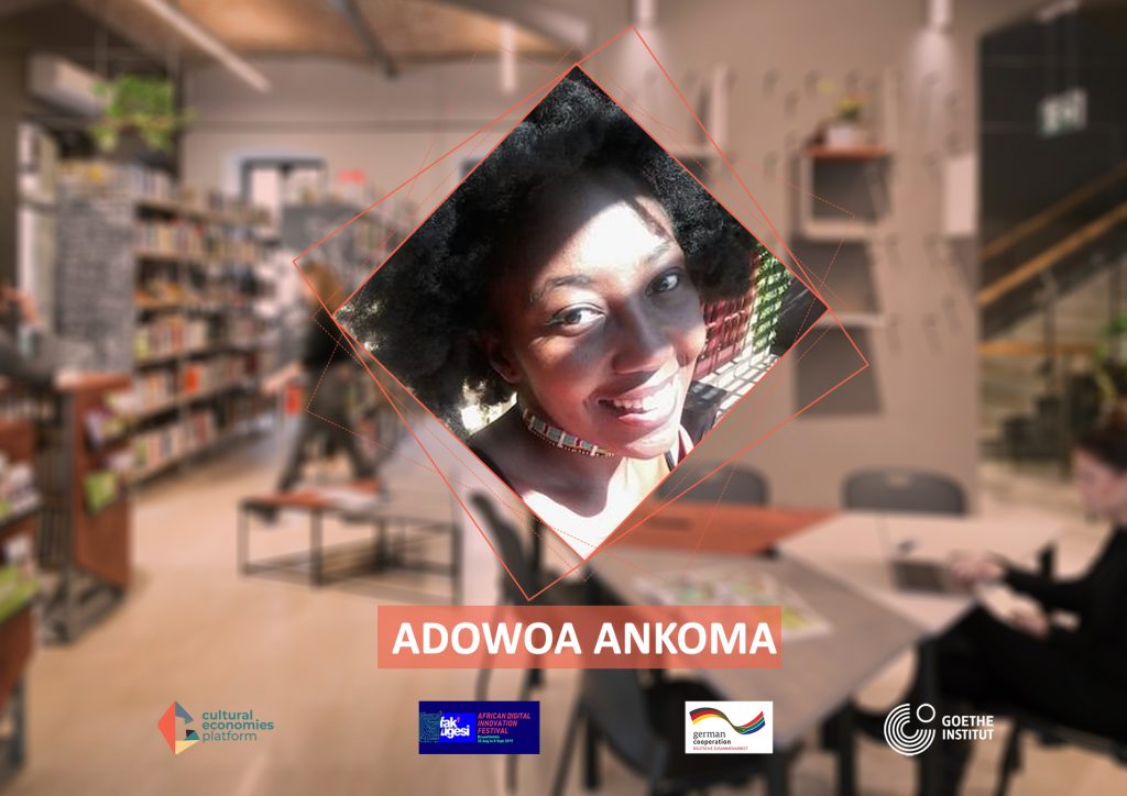 fakugesi's tweet photo. ADWOA ANKOMA is a legal and policy consultant passionate about Africa's creative and cultural industries - Cultural Economies Forum, which will take place on Thursday 4 July. #Fakugesi2019 RSVP: https://t.co/88T8l3NFjd @goethejoburg https://t.co/xAGIZu0dWJ