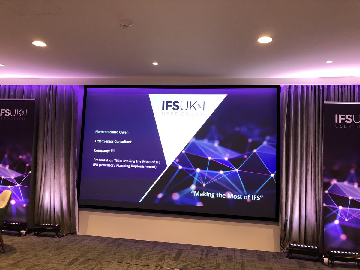 richardowenifs's tweet photo. Getting ready to present ‘Making the most of IFS IPR (Inventory Planning and Replenishment)’ at the @IFSUserGroup Annual Conference 2019 #IFS #IFSUsers2019 https://t.co/fEWJzfYNO4