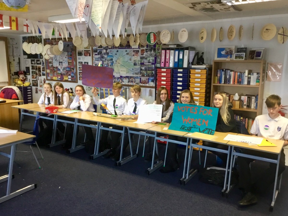 KAHistory2017's tweet photo. The annual Higher History Suffragists versus Suffragettes debate 😊 Thank you to my two S6 pupils for assisting too 👍 #history #successfullearmers #votesforwomen https://t.co/cCSWmXUKKO