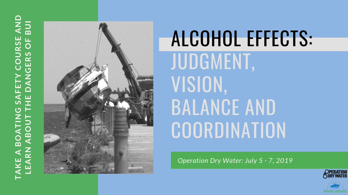 SpringAboard's tweet photo. Boating under the influence is the primary contributing factor in fatal boating accidents. Alcohol use impacts your coordination, vision and reaction time. #OpDryWater #ODW19 https://t.co/wQeRoDyH1Q