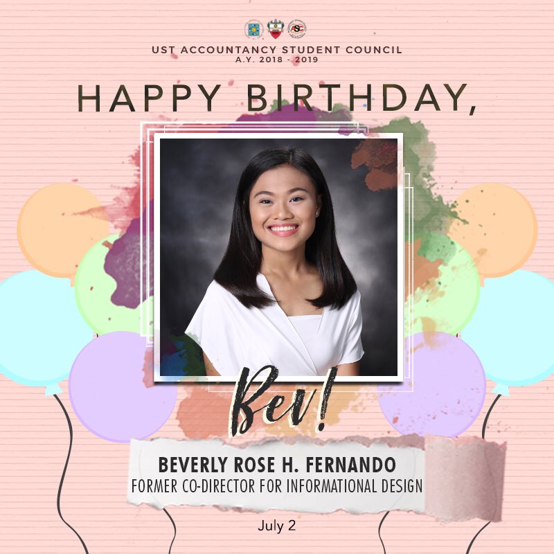 UST_ASC's tweet photo. Working behind the scenes, she offers her craft with mastery and grace. Let us all greet, our former Co-Director for Informational Design, Beverly Rose Fernando, a happy birthday! π
May God protect and guide you through your endeavors, Bev!
#ONEfourAMV https://t.co/vj4f75et9v