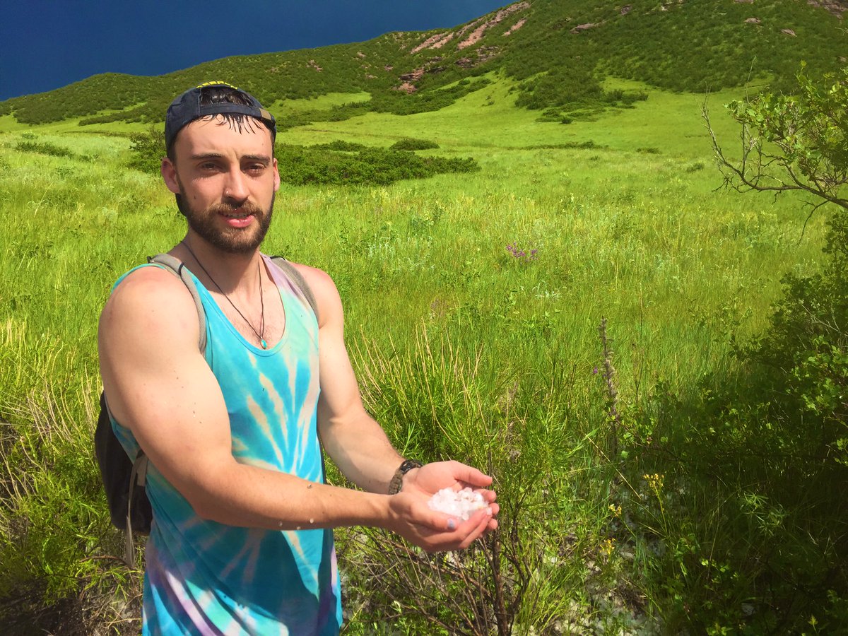 weatherelated's tweet photo. Caught out at Red Mountain Open space yesterday with no cover in a hail storm that quickly changed from dime-sized to ping-pong ball sized hail. Got some bruises and a nasty bump on the head but happy to be alive. @LCDNR @ckeating3000 @NWSBoulder @NWSCheyenne https://t.co/ENUG0KIwfi