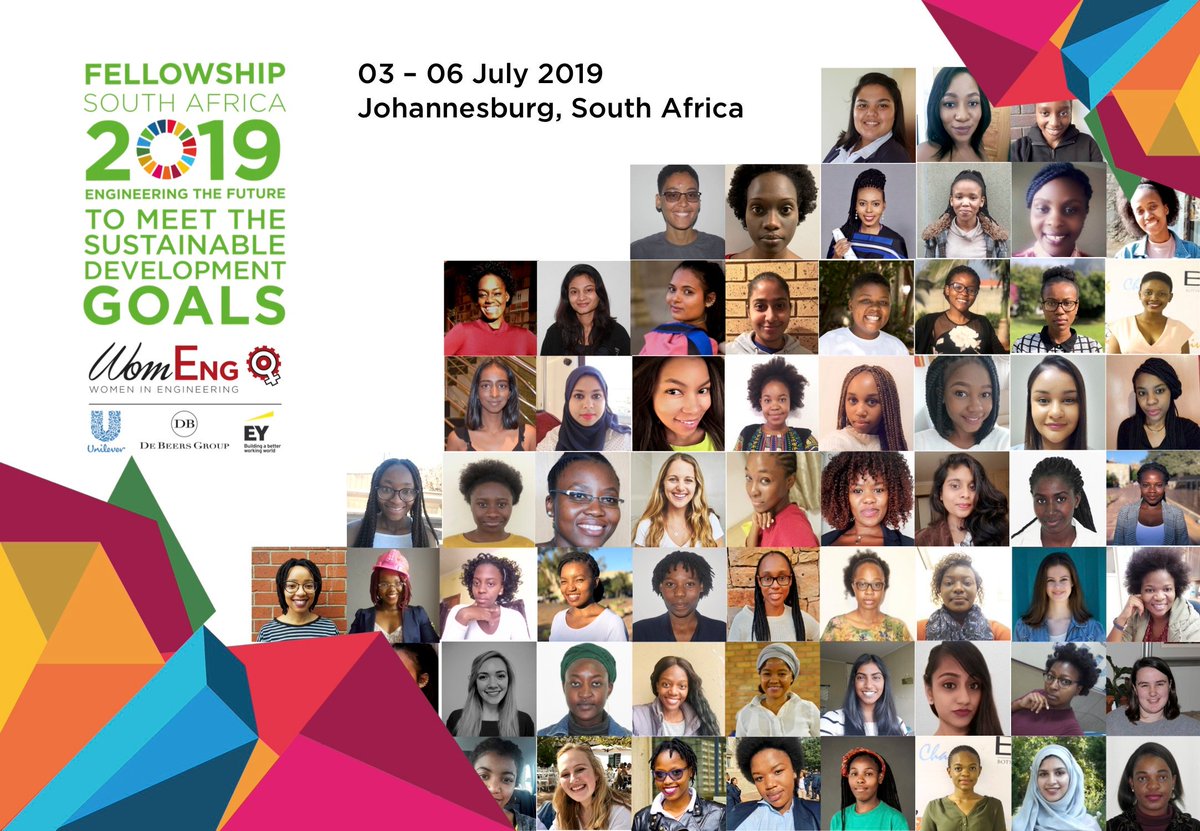 _WomEng's tweet photo. We are excited to welcome our 2019 cohort of WomEng South Africa Fellows! 60 top engineering students from South Africa, Botswana and Namibia are making their way to @CityofJoburgZA for 4 days of intense leadership, employability, innovation & entrepreneurship dev. #WomEngSA https://t.co/je1cjGuKrv