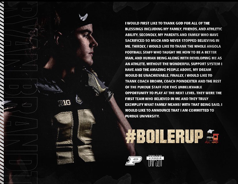 ryanjbrandt's tweet photo. Committed to Purdue University! #BoilerUp🚂 #DripSzn #20KGold https://t.co/ZVle5BPQUs