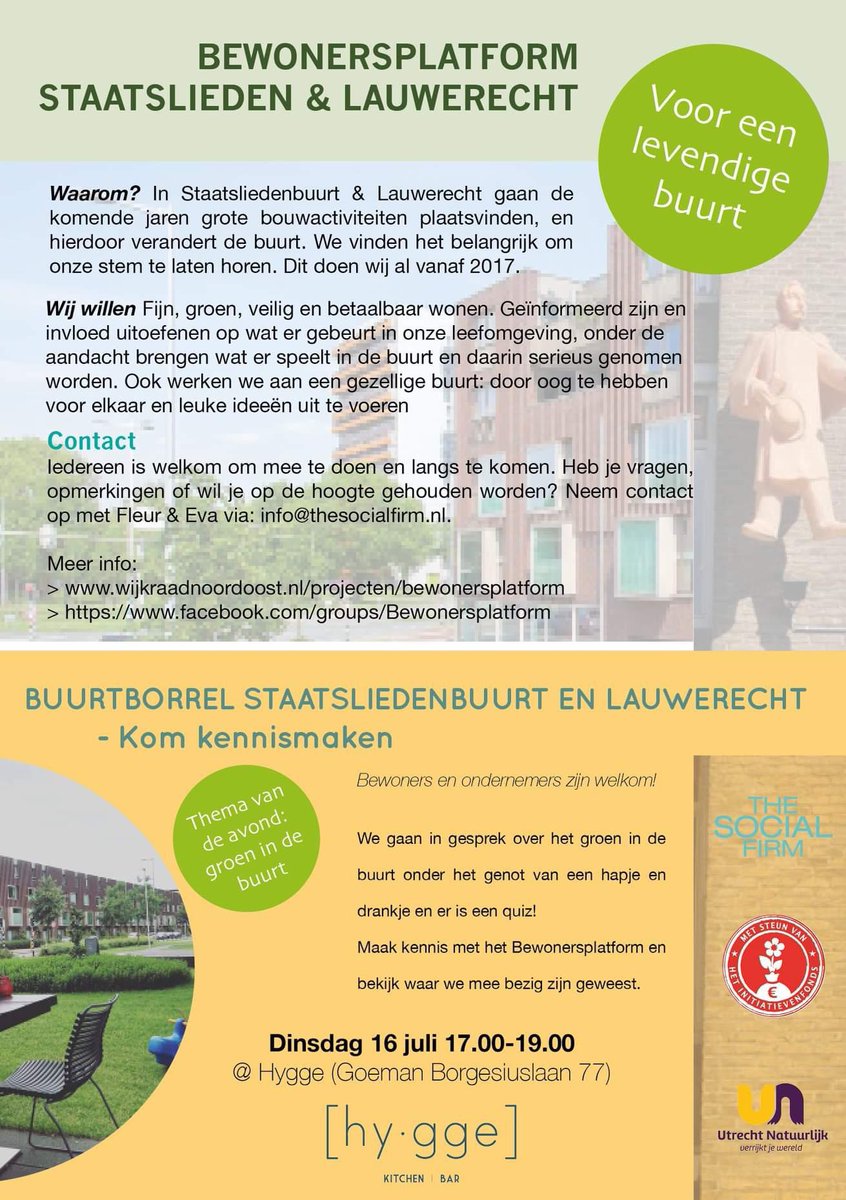 Met #Bewonersplatform Staatslieden Lauwerecht flyeren met zijn allen voor de Buurtborrel! We brengen pakketjes naar bewoners, iedereen flyert een andere straat. Wie komt langs de 16e?