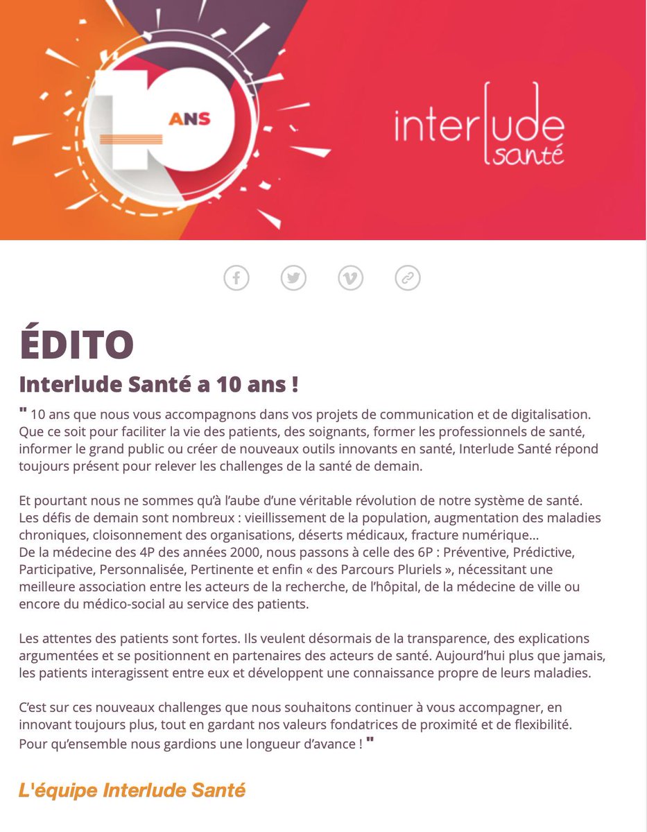 InterludeSante's tweet photo. La #newsletter de Juin est arrivée dans vos boîtes ! Au sommaire :
- Retour sur la journée #Workshop des #10ANS
- #COMHOP, 1er réseau social pour les communicants hospitaliers
- Retrouvez nos dernières #appmobile
- @emno_line, le #MOOC pour les #patients souffrant d'obésité https://t.co/vppRiZhR1i