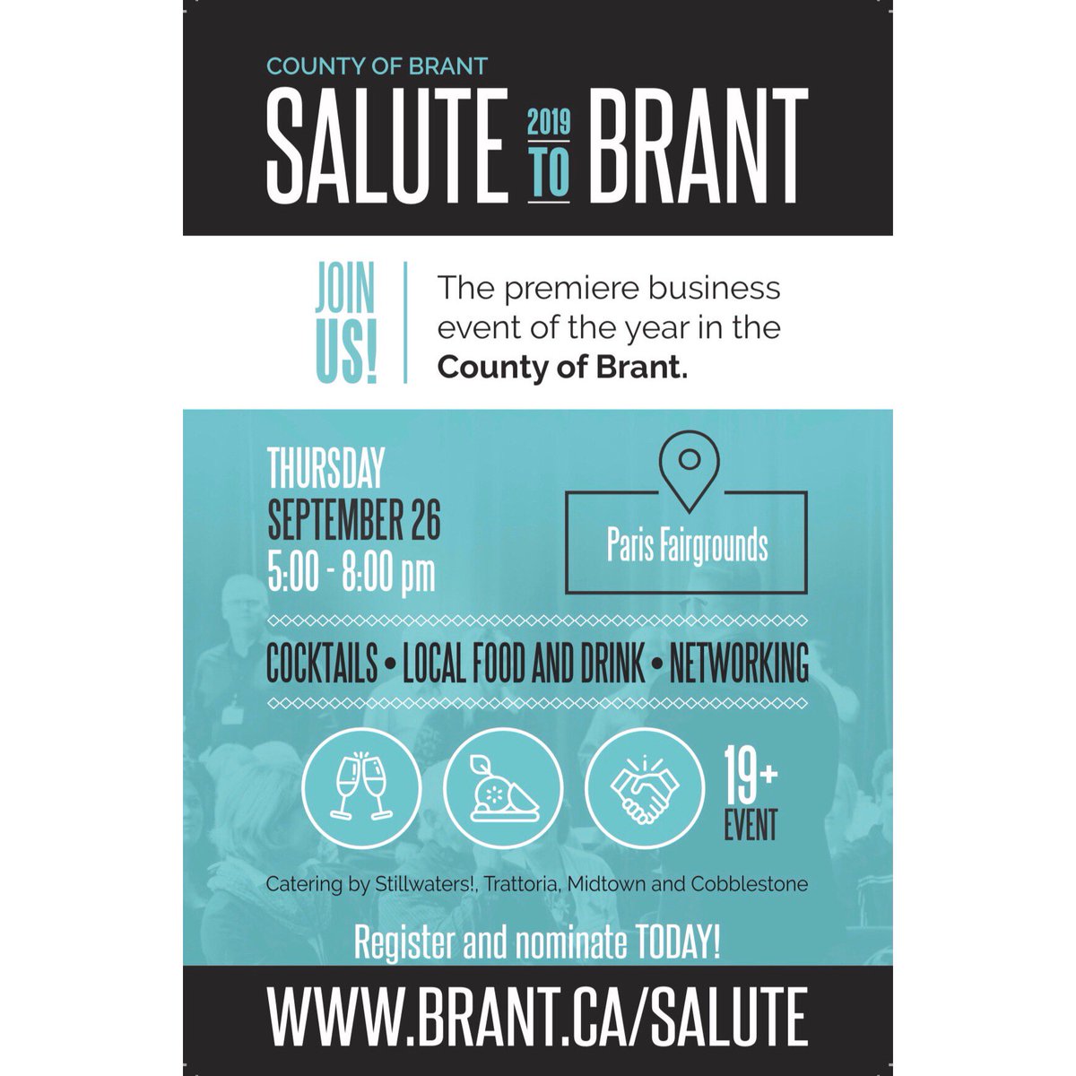 InvestinBrant's tweet photo. Today is the day!🎉
Registration is open for Salute to Brant 2019!
Last year's event sold out so you do not want to wait to save your spot! Get your tickets NOW at https://t.co/ee2pRiGpkV!
#InvestInBrant #SaluteToBrant https://t.co/GSoj6SOdbY