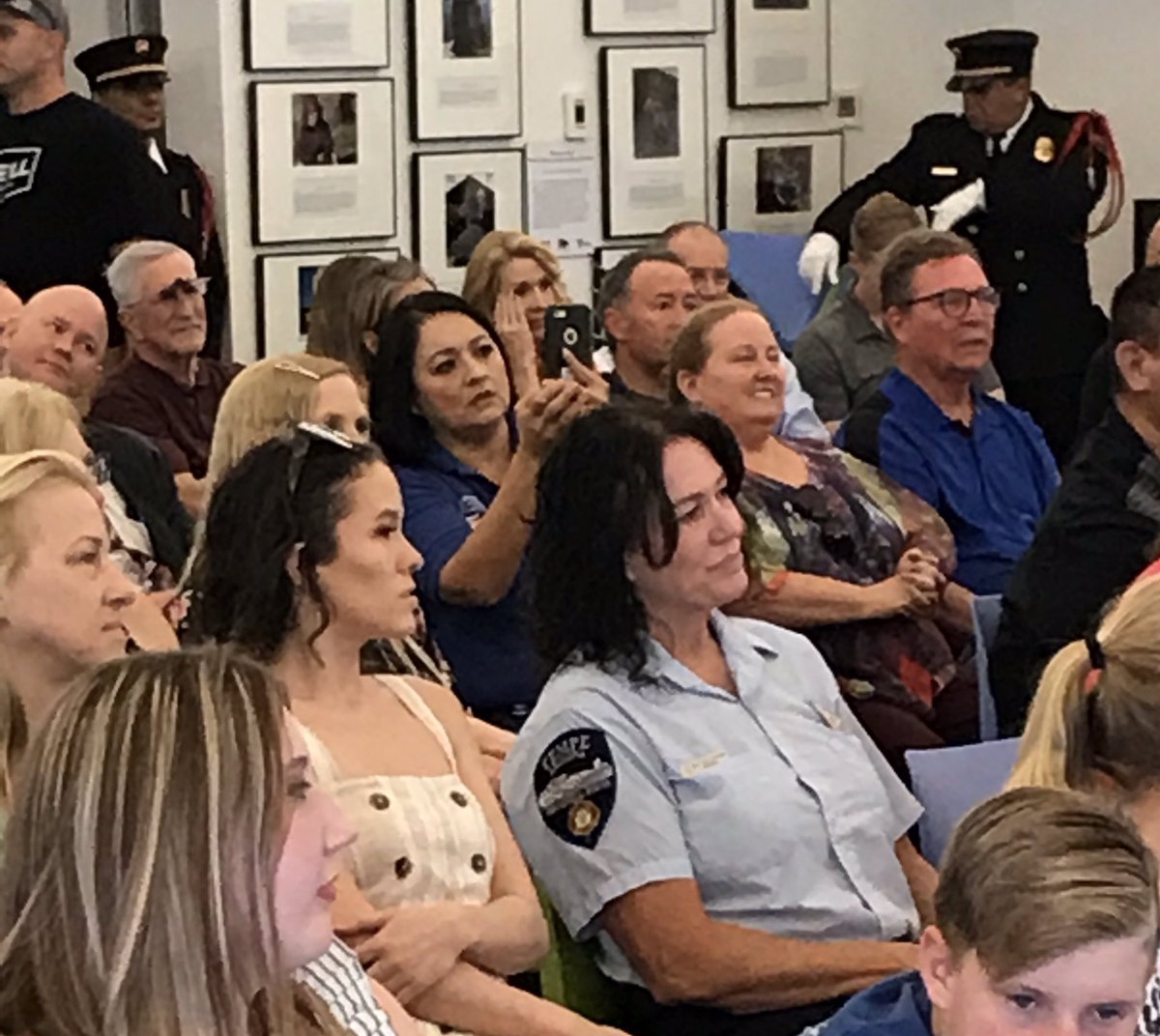 RachelColeTV's tweet photo. First female firefighter retires from #TempeFire 26 years on - thank you for your service Gretchen Chalmers #12News https://t.co/aAKqxRUxK2