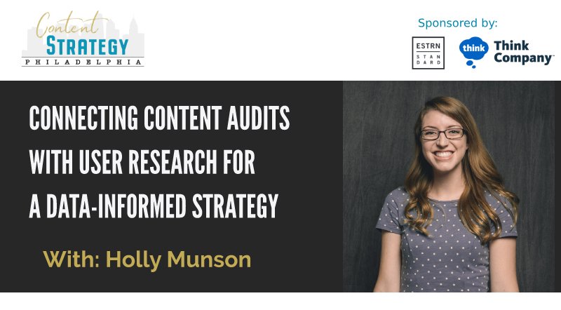 Happy to announce <a href="/CSPhillyMeetup/">Philly Content Strategy Meetup</a> is welcoming back Holly Munson on July 18 to share with us her experience in creating data-informed strategy by pairing user research with a content audit. #contentstrategy. See you there!