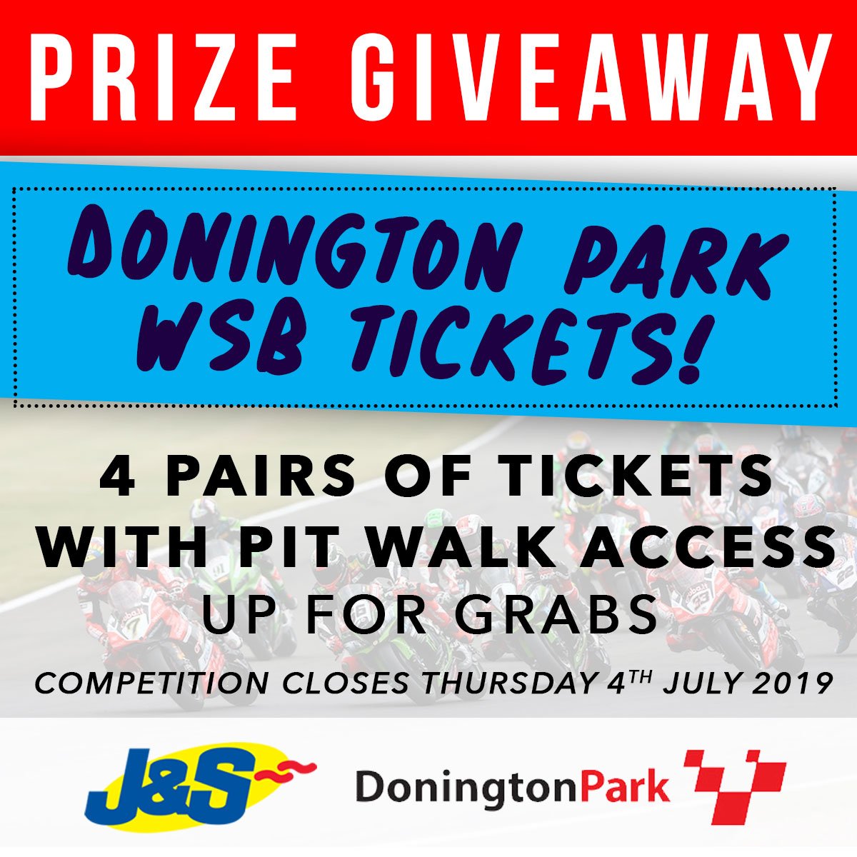 Follow us on Twitter and tag a friend for a chance to win a pair of #WSBK tickets for #Donington this weekend! You can also enter on #Instagram, #Facebook and by subscribing to our e-mail!  #Competition #Motorbike #Motorcycle Competition closes on Thursday 4th at midday!
