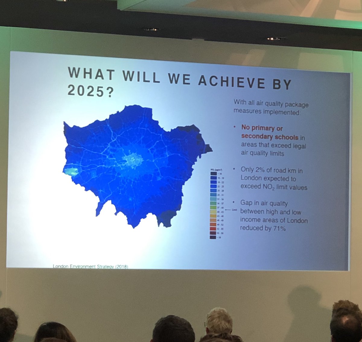 GreenGovUK's tweet photo. If all air quality measures are successfully implemented, only 2% of road km in London expected to exceed NO2 limit by 2025. #CleanAir #AirPollution #GreenGovUK #BlueLondon #LDNClimateAction https://t.co/0eX0Z2GYKV
