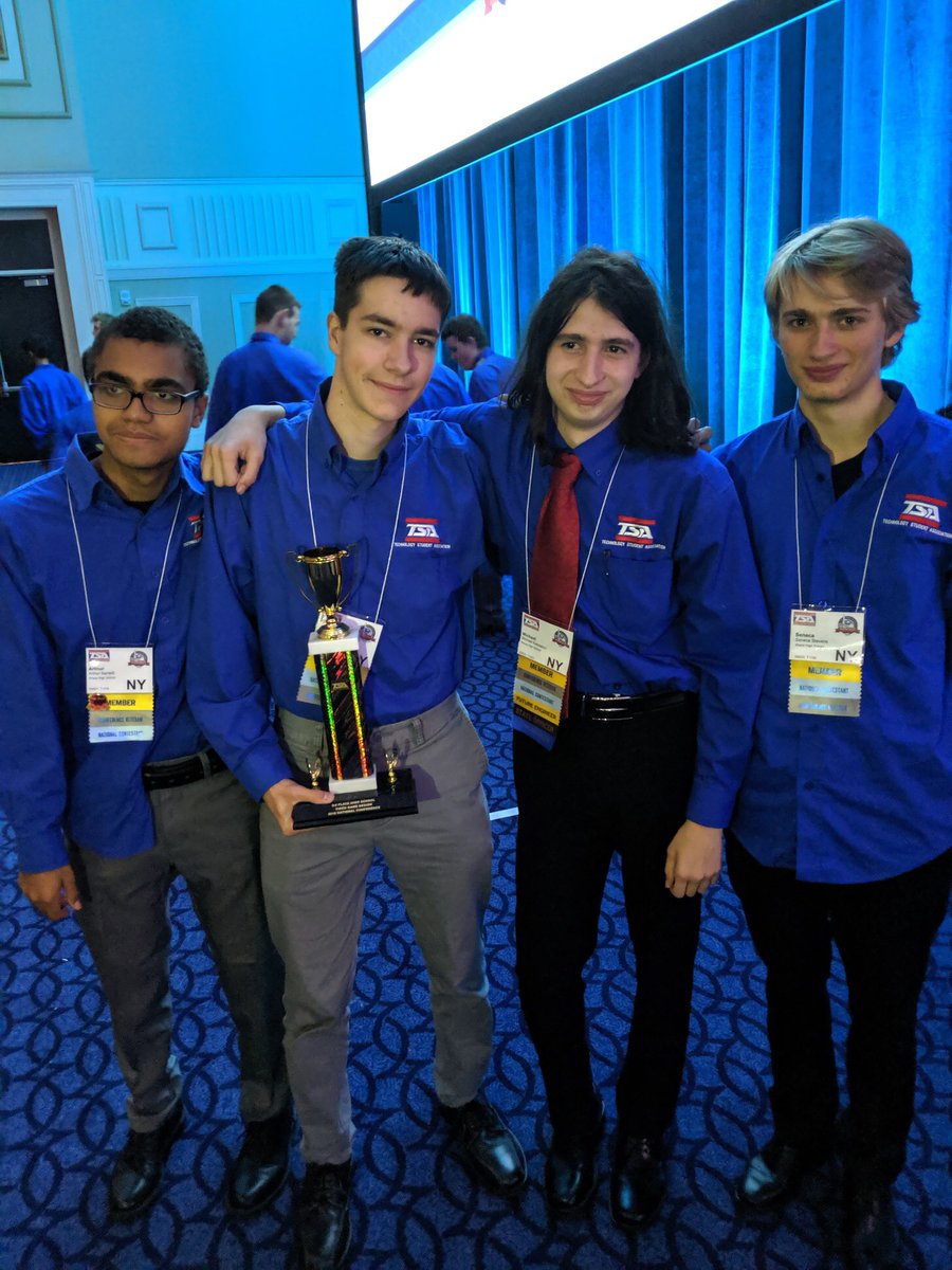 IHSTSA's tweet photo. @IthacaNYSchools @IthacaHS_NY @NYSTSA @IHSTSA @NationalTSA Congrats Adian, Michael, Arthur, &amp; Seneca 3rd place for Video game design! https://t.co/9nZKNPaWpI