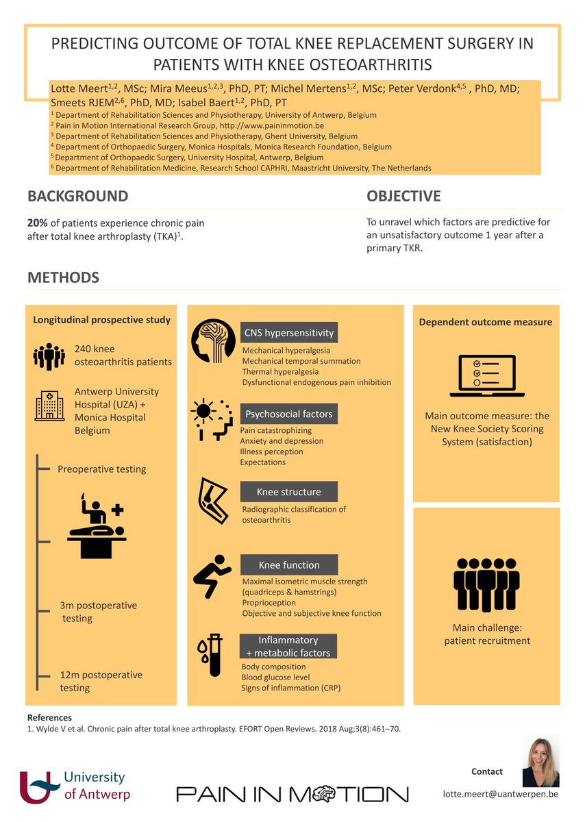 PaininMotion's tweet image. To prevent post-surgical pain we should first reveal risk factors for unfavorable surgical outcomes and understand pain mechanisms in surgical patients. That's exactly what these PiM PhD researchers are aiming for! Check out their posters from #PSiM19! #SurgicalPain #Research