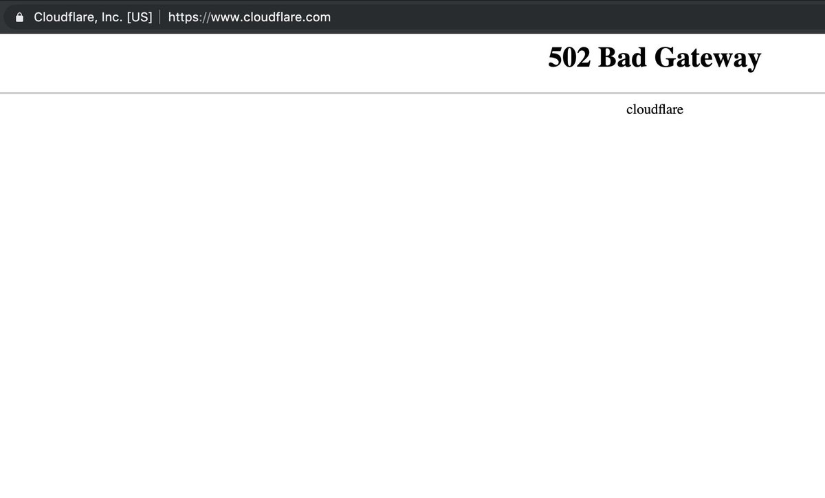 connorgrieb's tweet photo. Not often you see @Cloudflare down. #DigitalMarketing #SEOVineyard https://t.co/d12CRc39bb