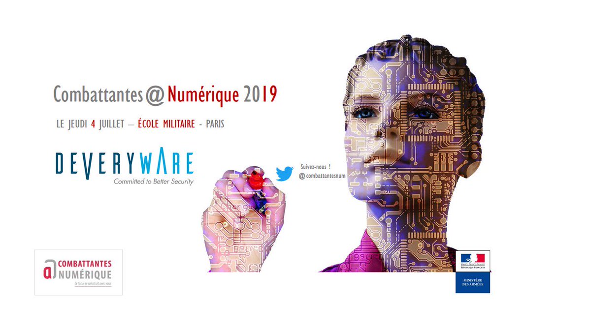 ChapsCybergov's tweet image. Parcours inspirants autour du numérique et de l’écosystème Défense, le 4/07 pour la journée @combattantesnum, avec le témoignage de @delphinebuffard, dir. communication et rel. institutionnelles de @Deveryware   
👉defense.gouv.fr/defenseconnect…
#defense #TransfoNum #femmestech