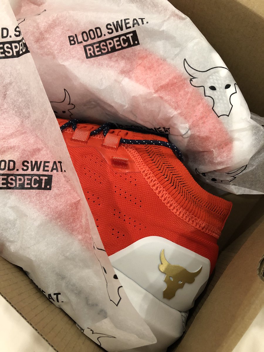 AskAaronLee's tweet photo. So excited to receive @therock #pr2s from @ProjectRock today . I’m soooo living the Blood. Sweat. Respect. Soreness tagline. Yup. Added the last one myself. https://t.co/Sp5QqeylcZ