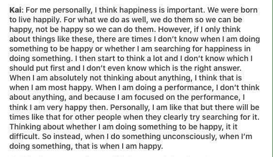 “for me personally, i think happiness is important. we were born to live happily.”