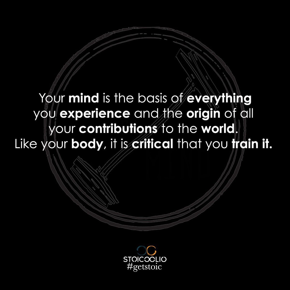 stoicoolio's tweet photo. 100 years ago physical training was fringe. Today it is mainstream. The same will happen to mental training.
⠀
#GetStoic 🧘♾🐉△⠀
⠀
#mindfulness #meditation #stoicism #bestrong #noexcuses #fitlife #cognitivebias #wellbeingwarrior #yogalife #wellbeing #dailyquote #wisdom https://t.co/5ebNczZ0wF