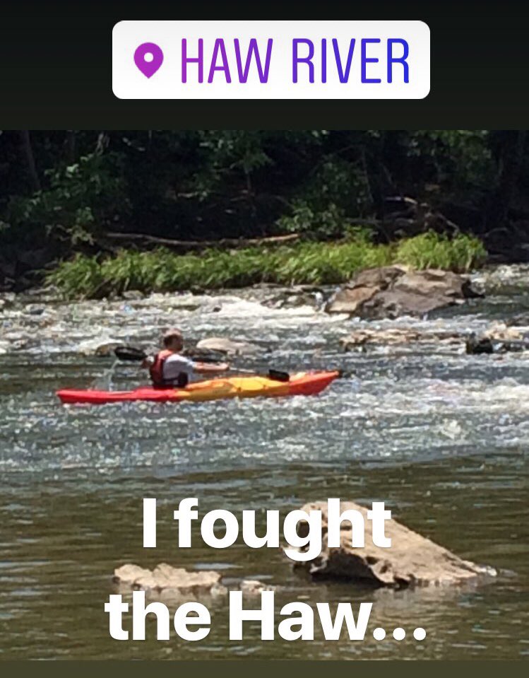 RaleighTraveler's tweet image. A lazy day on the #HawRiver until I tempted fate... 

#summertime #kayaking in #Saxapahaw #NC followed by awesome dinner @TheEddyPub