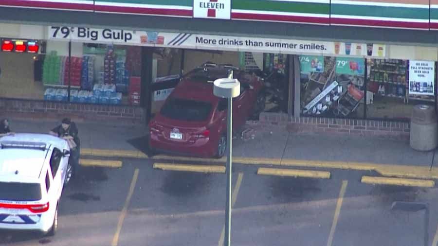 KDVR's tweet photo. Driver crashes car into East Colfax Avenue 7-Eleven, runs from scene https://t.co/eOpUaKwANl https://t.co/CaNTfIb8IY