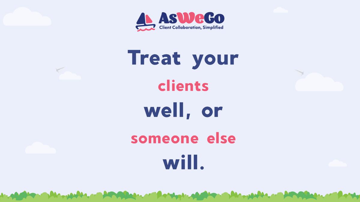 aswegoapp's tweet photo. In reality, your client isn't always right, but neither are you. So be wise and be professional 😉

#clients #CX #CustomerService #consulting #ProjectManagement #clientmanagement #inspire #work #todo #tasks #winning #wisdom #AsWeGo https://t.co/djjp2X3zea