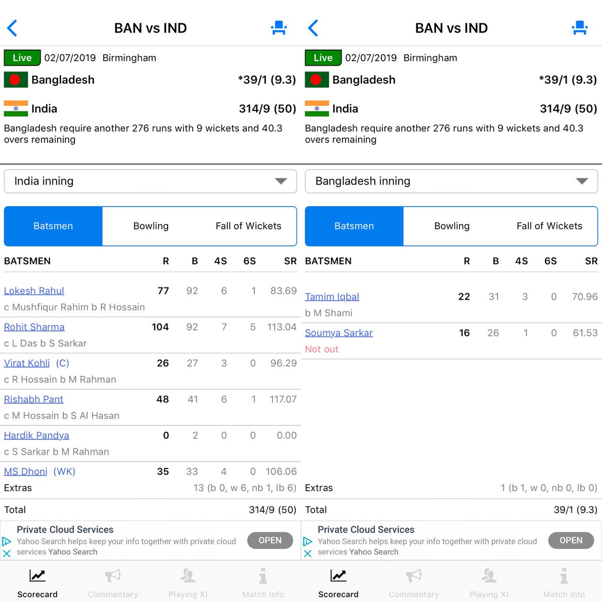 WorldClassWill1's tweet photo. What a great start by @indiancricketteam ๐ช๐ป๐ can @bangladeshtigers chase this down or is it too much for them?!? Follow the action on our #app #worldclasswillowapp #apple #android #cwc19 #appstore #googleplay #google #ios ๐ฒ๐ #cricketwithwcw https://t.co/mw4fkr4SX7