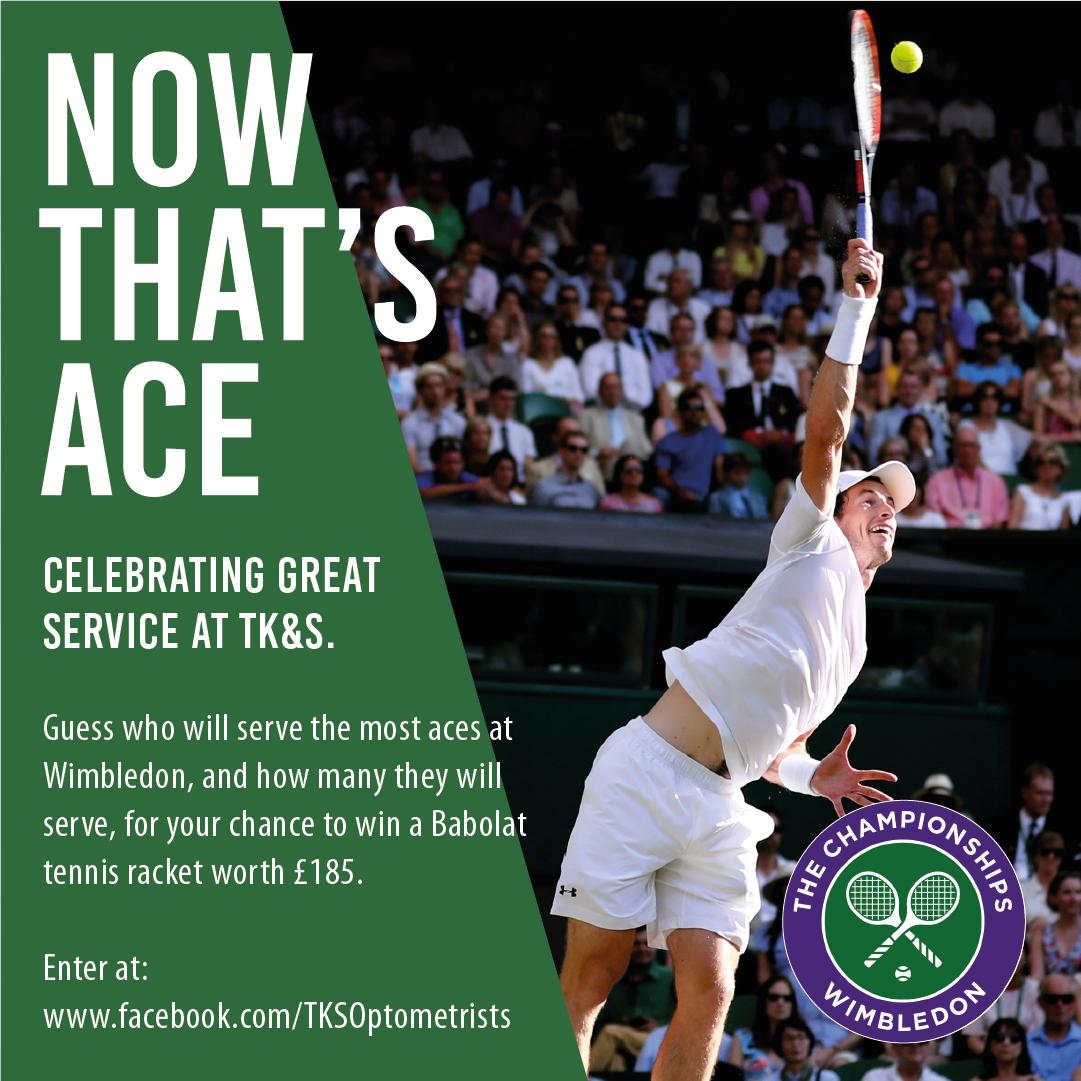 🎾 At TK&amp;S we pride ourselves on great service. #Wimbledon is the perfect time to celebrate the very best service around! Win a new <a href="/babolat/">Babolat</a> Pure Drive tennis racket worth £185 in our 'ACE' new competition. See facebook.com/TKSOptometrists for details.

Good luck!
