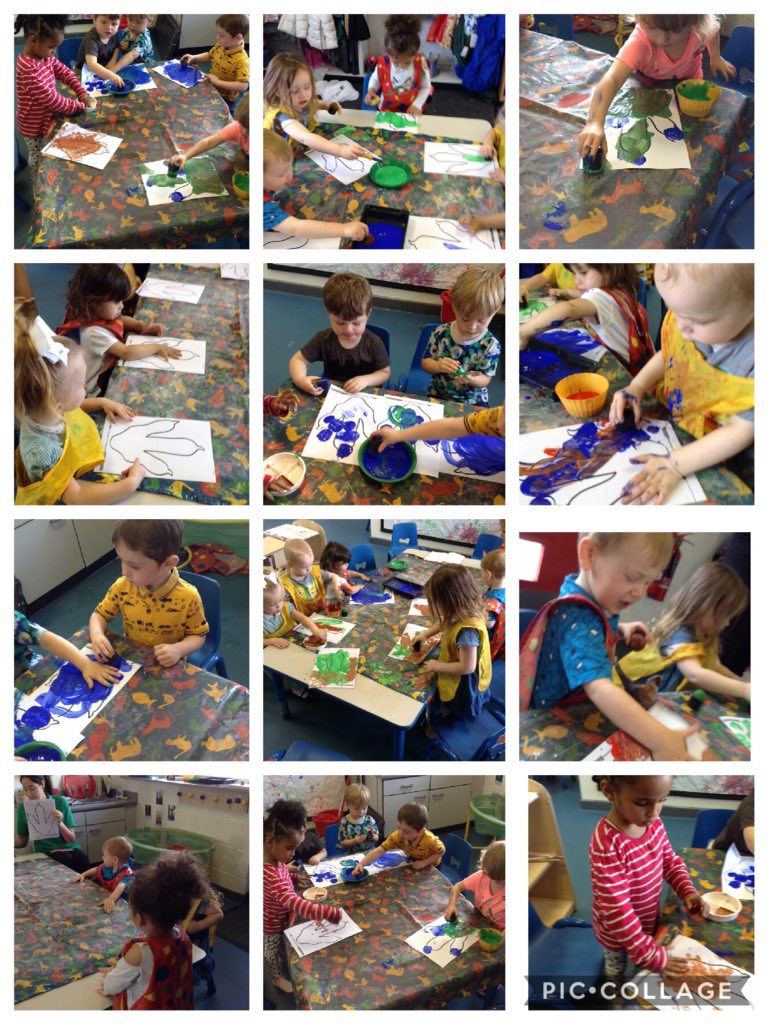 MrsThompson1989's tweet photo. Today pre-nursery have painted their own dinosaur foot prints for our new wall display. We compared the footprints to our own feet to see whose were the biggest. The children think that these footprints might belong to a T-Rex!! #T4W #EAD @hgprenursery @EmmaREMAT @nictanswell https://t.co/H8fFG497qZ