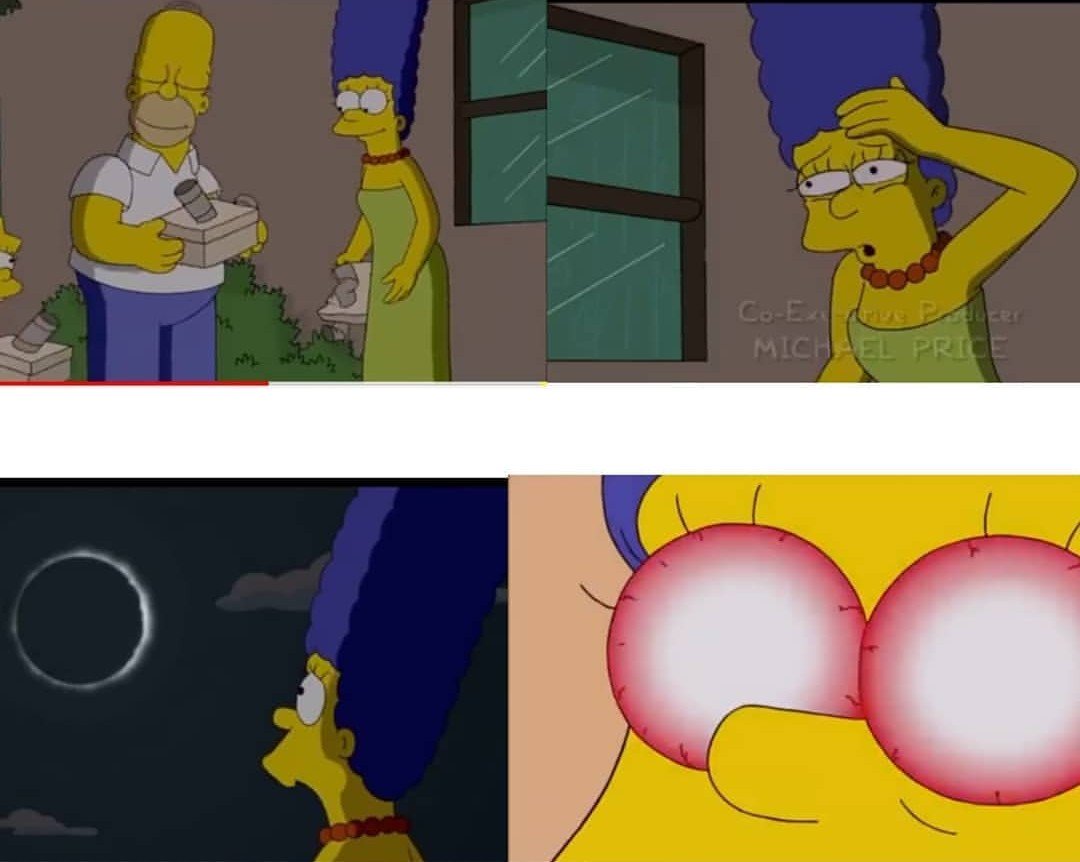 FranGhione1's tweet photo. Los Simpson ya predijeron el eclipse...

Vos no seas como Marge!!

No mires el eclipse de manera directa. 

#RutaDelEclipse
@FenomenosTn @Josebianco10 https://t.co/HbcxlhitA4