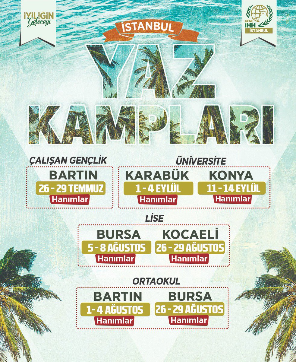🗺️ Yaz Kampları Başlıyor ☀️

Eğleneceğimiz, sosyal, kültürel ve manevi açıdan gelişeceğimiz yaz kamplarımıza davetlisin. Tek yapman gereken aşağıda yer alan başvuru formunu doldurmak. Haydi, seni de bekliyoruz 😊

forms.gle/15cyoopGXDV1NE…