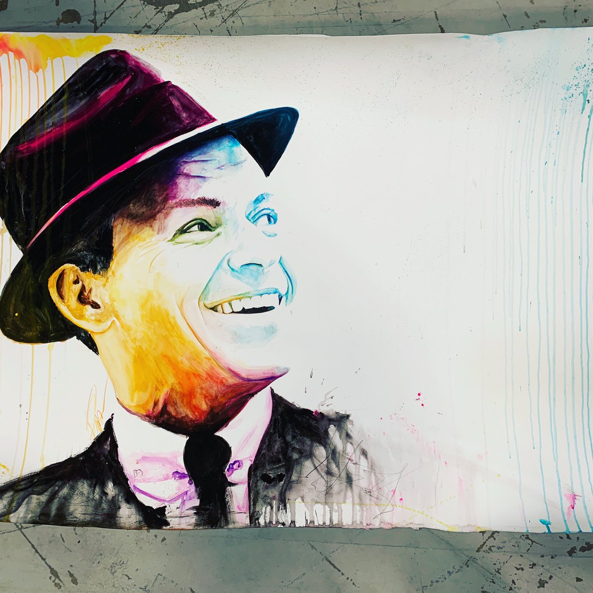 prior2art's tweet photo. Another great #FanFestNJ in the books! In honor of being this close to NYC, I painted a little Frank Sinatra. 

@HolbeinArt @princetonbrush @CansonPaper @artograph #chickenhead #toomanyhashtags #princetonbrushes https://t.co/wO0zFFE5dq