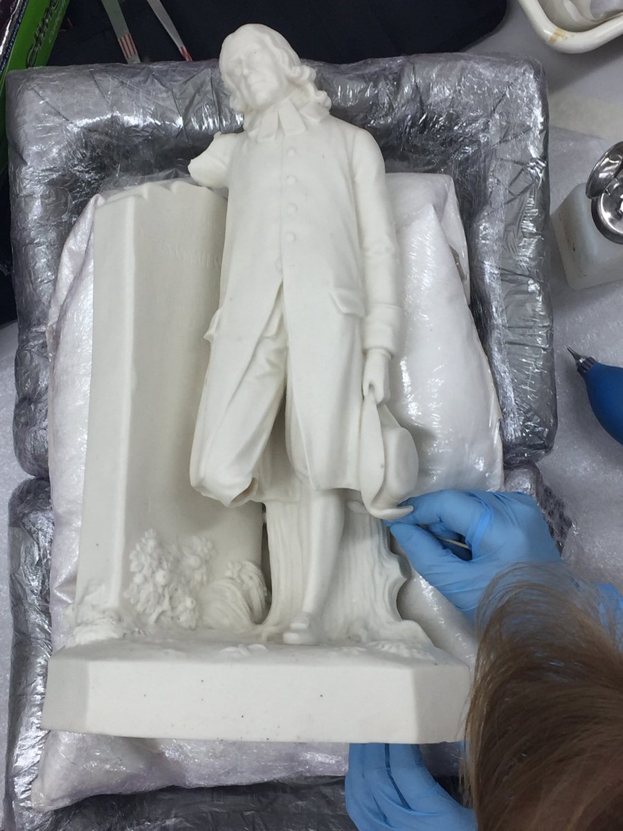 To mark the 350th anniversary of the birth of Susanna Wesley, Rebecca is nearing completion of the conservation of this Parian Ware figure of John Wesley in contemplation and prayer at his mother's grave. Almost there, just one arm and one leg to go. <a href="/MethodistGB/">The Methodist Church</a>