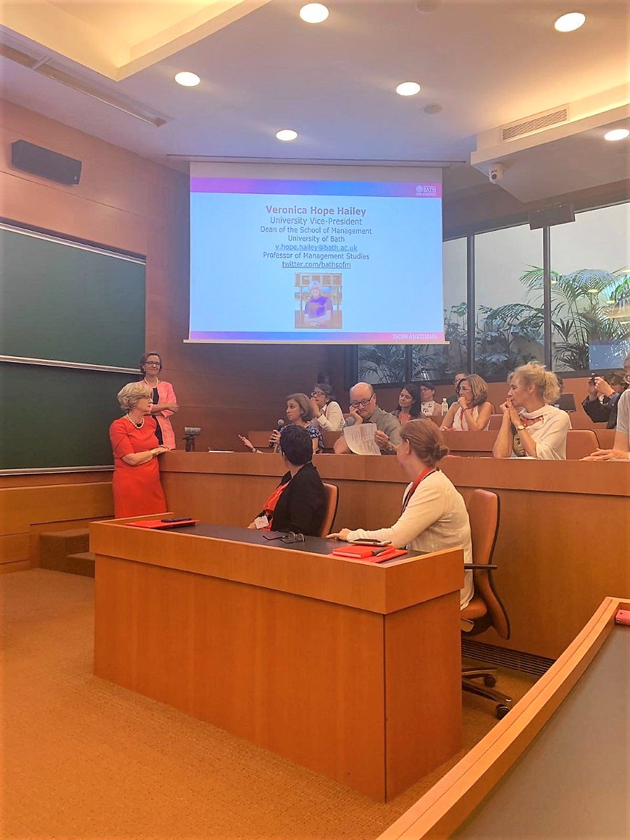 BathSofM's tweet photo. University Vice President and Dean of the School of Management, Veronica Hope Hailey, giving a keynote at a conference in Barcelona today. It was the 2nd International Conference on Women and Leadership taking place at IESE Business School. #IESEHappiness #BathSofM #UniofBath https://t.co/VoodeLqQMz
