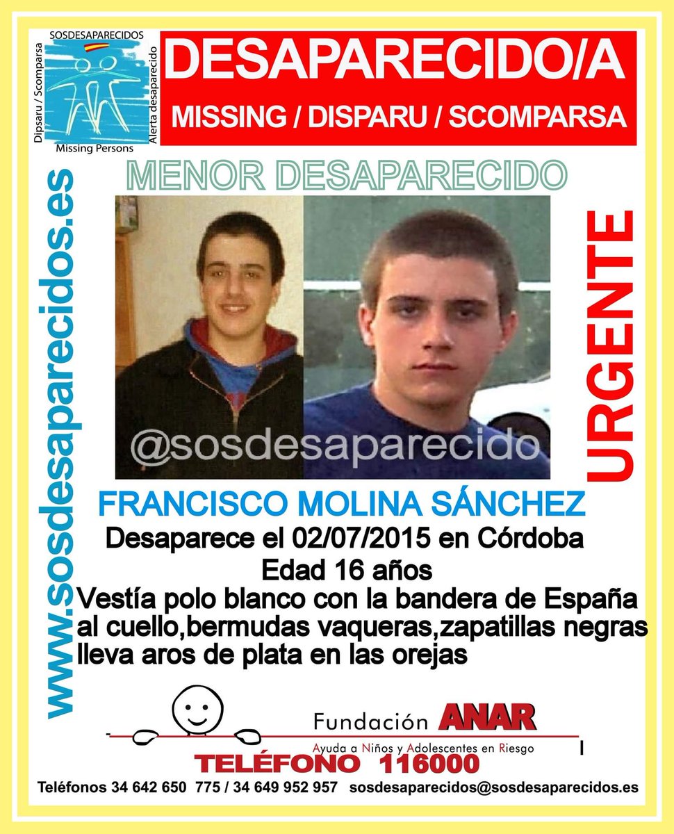 CONTINUA DESAPARECIDO
#desaparecido #sosdesaparecidos #Missing #España #Córdoba #Andalucía