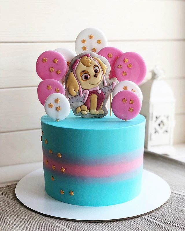 pink dog cake