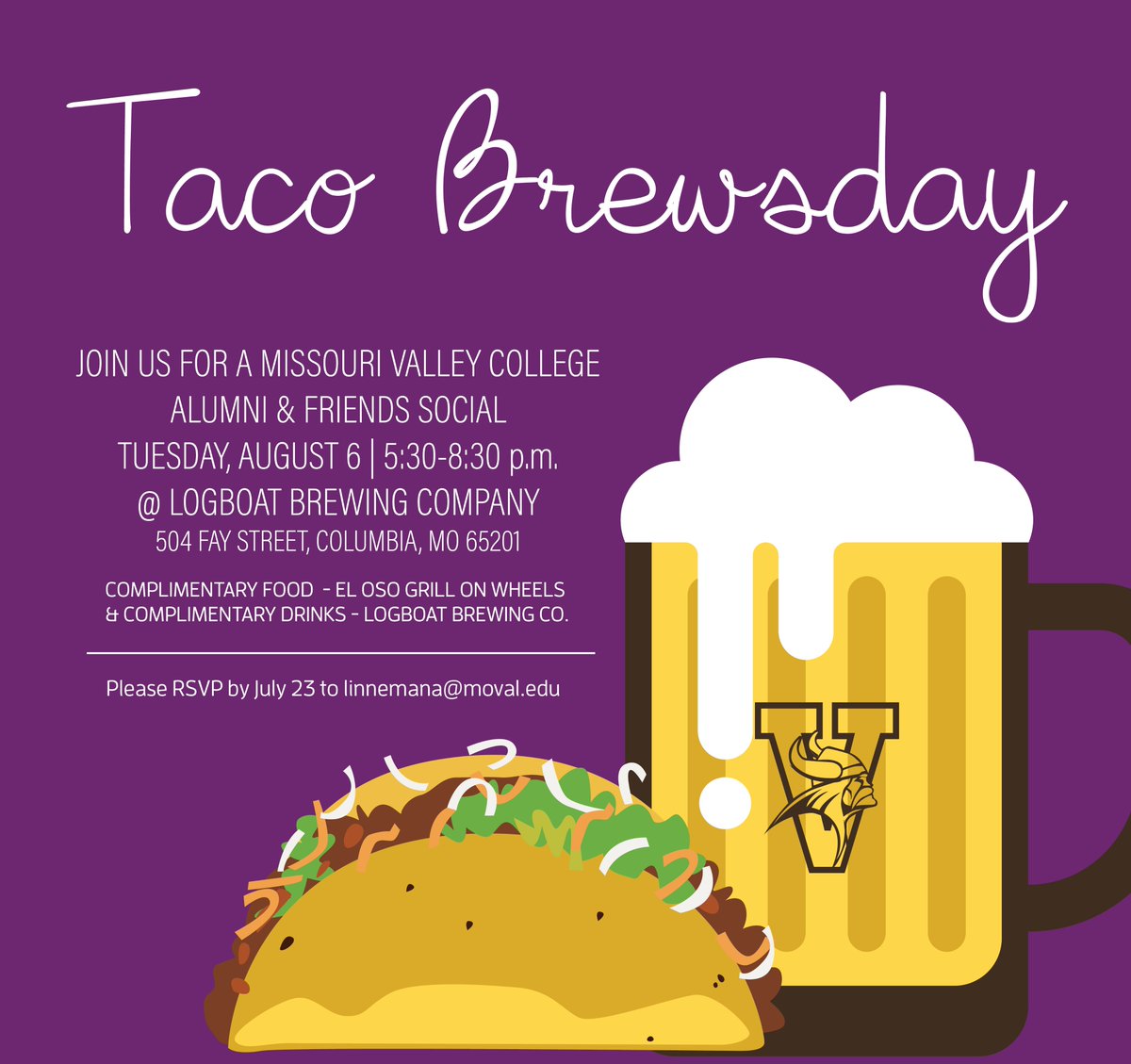 missourivalley's tweet photo. Attention Alumni &amp; Friends in the COMO area, join us for this fun social happening @LogboatBrewing next month! https://t.co/PeZFKAVGgU