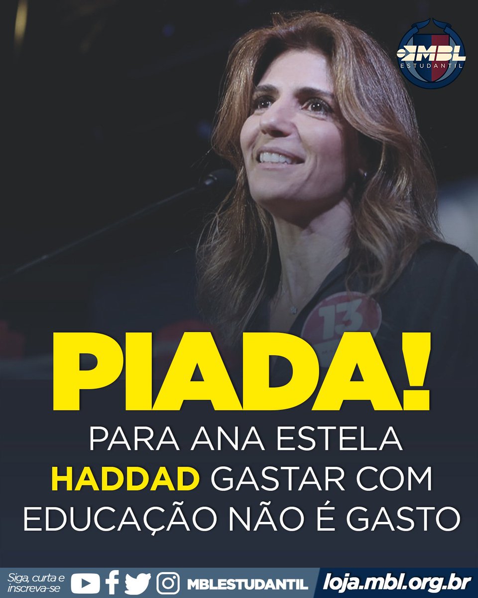 MBLestudantil's tweet photo. Para ela, educação não seria gasto, mas sim um investimento. O discurso é bonito, mas ignora que todo e qualquer investimento é dinheiro público sendo gasto.
#Educação #Investimento #Gasto #Haddad #MBLivre #MBLEstudantil #DinheiroPúblico https://t.co/c1RB83WuxW