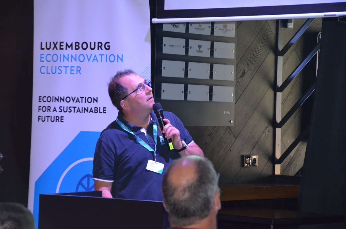 The members of the #ecoinnovation #cluster presenting themselves at today's event: Ama Mundu Technologies, Aéronovis, <a href="/internetofwaste/">Eiravato</a> , NCR Biochemical. #innovation #Luxembourg