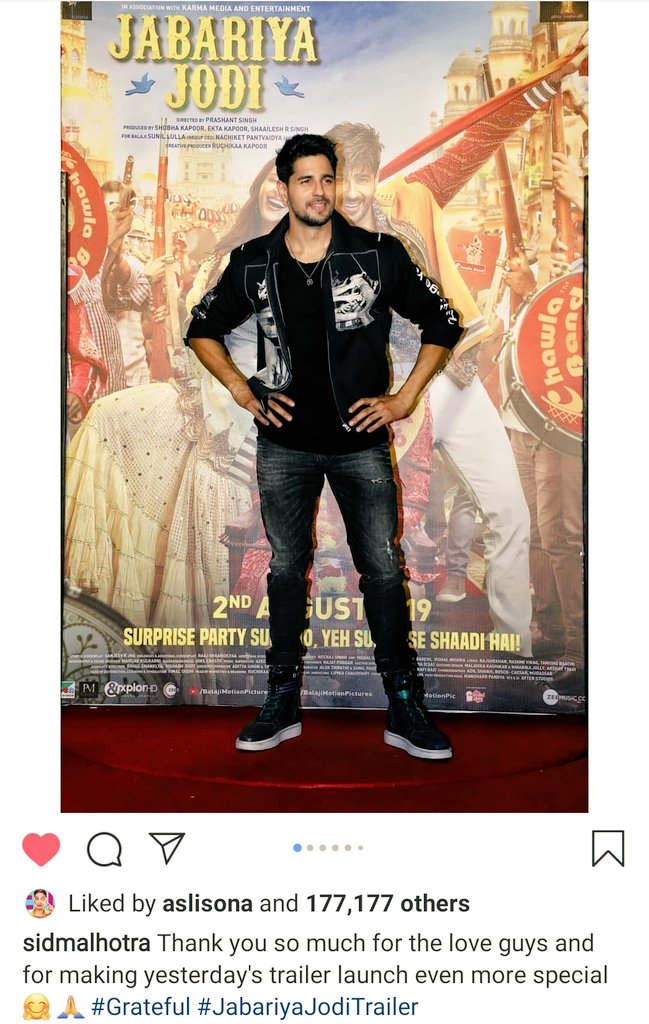 gilmorexgurl's tweet photo. Aww Sonakshi liked Sid's post related to #JabariyaJodi
I'm so glad that #KhandaaniShafakhana and JJ clashing with each other doesn't seem to bother her. She's just happy to see him back π https://t.co/DS3U5vYLIO