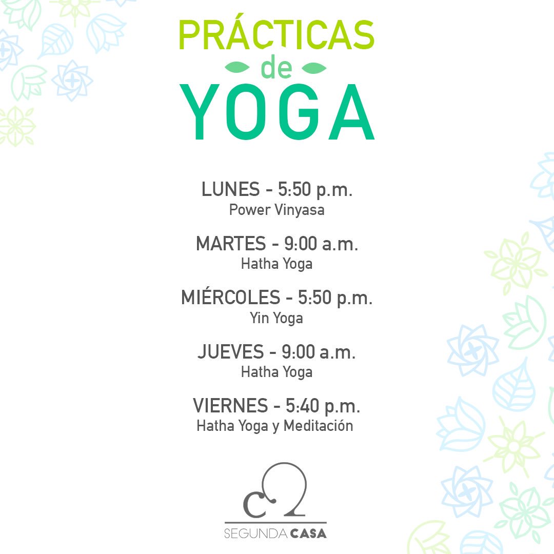 SegundaCasaRD's tweet photo. Familia de Segunda Casa, aquí le compartimos nuestros horarios de las prácticas de yoga 🧘‍♂️🧘‍♀️ ¡Acompáñanos!
Más información:
✉ segundacasainfo@gmail.com
📞 809-563-1040
📱 829-850-6528
#SegundaCasaRD https://t.co/FZelJhopTM