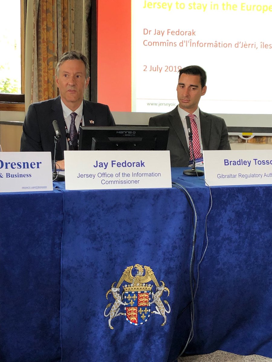 JerseyOic's tweet photo. Dr Jay Fedorak, Jersey Information Commissioner confirming at 32 #PLBAC @Privacylaws conference that Jersey values Data Protection & its benefits. Jersey endeavours to meet the highest European standards in the text of its laws. https://t.co/pKjK37fa5E