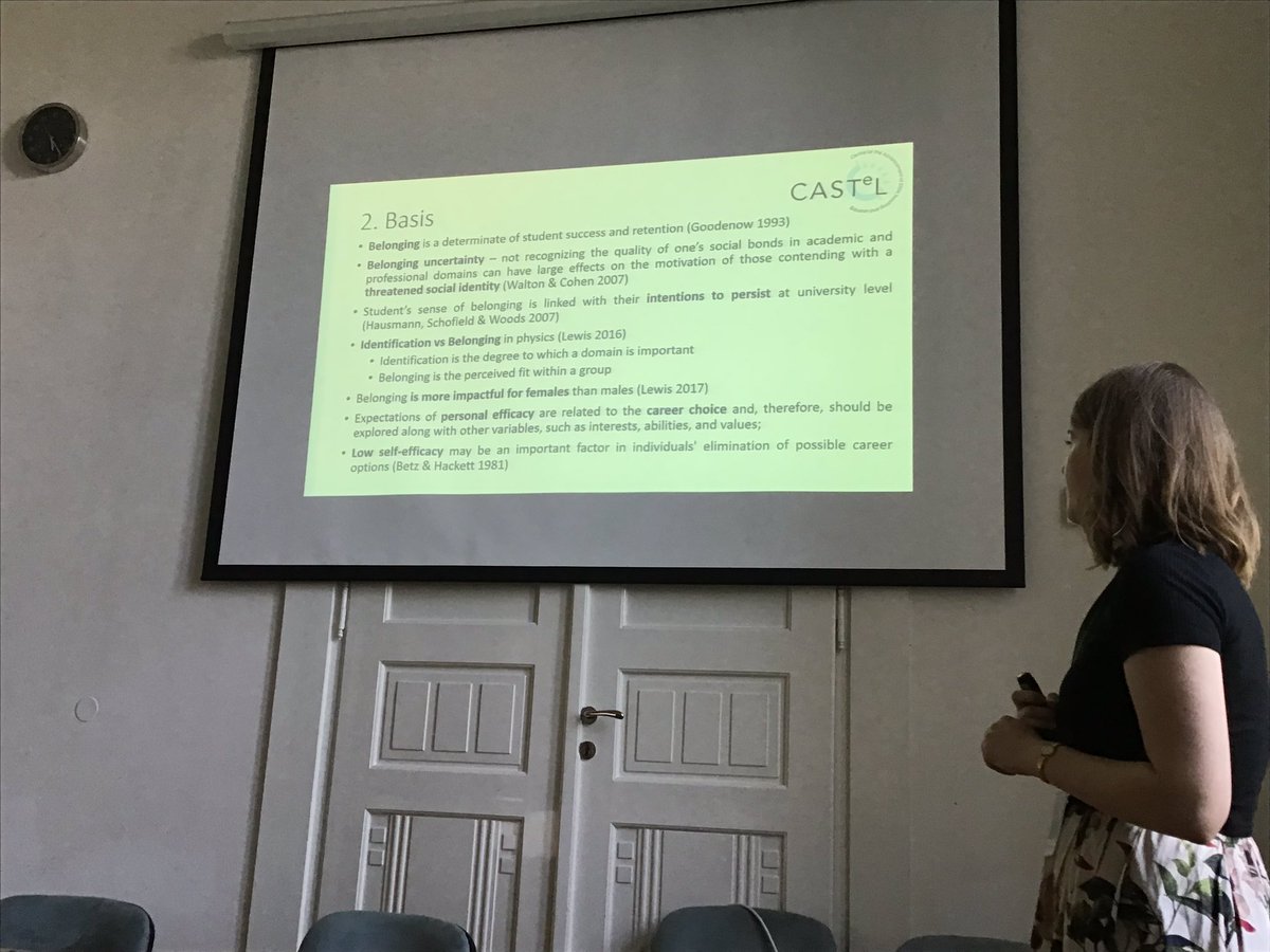 stuartphysics's tweet photo. Deirdre O’Neill from @CASTeL_DCU describes factors influencing interesting and belonging in science and physics of lower secondary pupils in Ireland #GIREP2019 https://t.co/aPNiMEgvW6