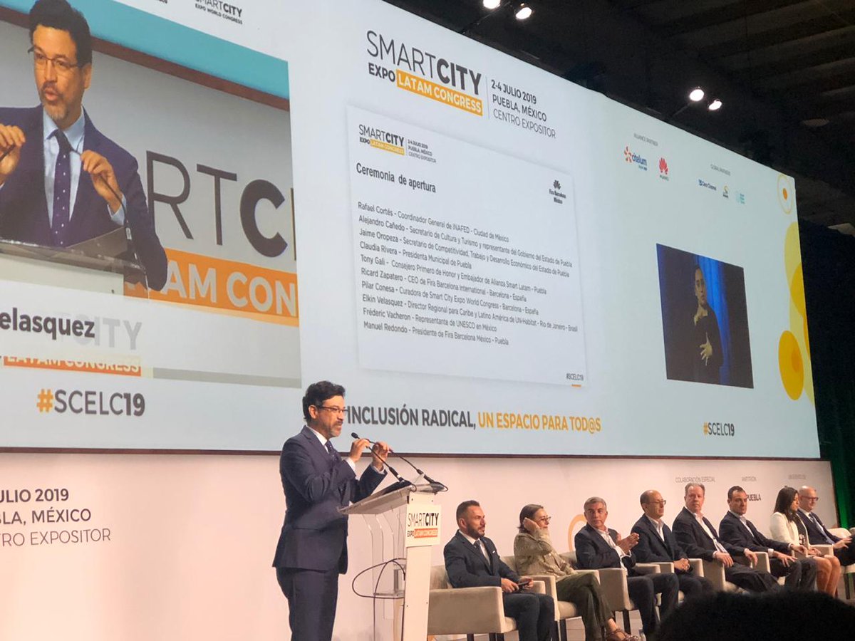 onuhabitat's tweet photo. "Hoy con este evento #Puebla es la capital de #LatinoAmerica y el #Caribe.
Un evento que habla fundamentalmente de #inclusión para tod@s y de tecnologías puestas al servicio de la innovación radical, @ElkinVelasquezM
@SmartCityLATAM 
@RiveraVivanco_ @TonyGali @alianzasmartlat https://t.co/RNkDqLrg4F