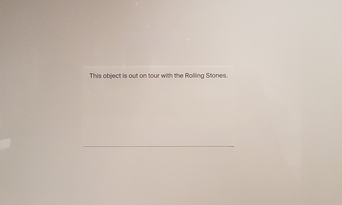 Anyone seen a better object removed label than this at @metmuseum in Play it Loud (also this is very much a @DullMuseumSnaps) #metrockandroll
