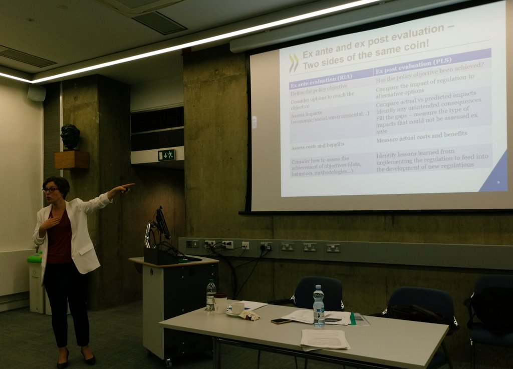 FranklinDVrieze's tweet photo. At the Certified Course on Post-Legislative Scrutiny (PLS), co-organized by @WFD_Democracy and @IALS_law, Dr. Rebecca Schultz from @OECD elaborates on the complementarity of Regulatory Impact Assessment (RIA) and PLS, ex-ante and ex-post legislative assessment. https://t.co/ISCrKiXafr