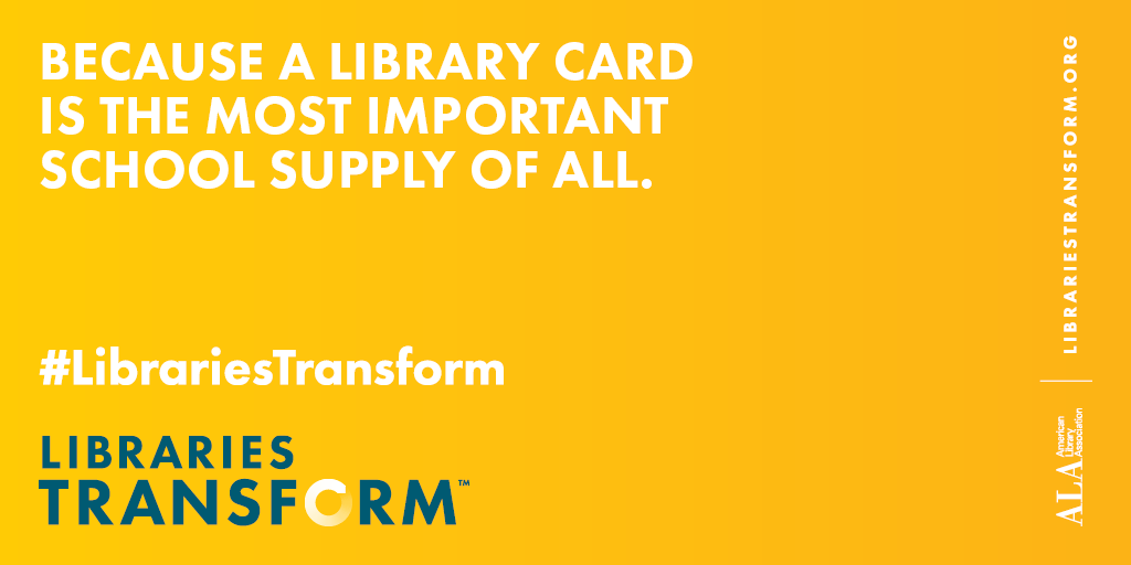MGRLibraries's tweet image. Because a library card is the most important school supply of all.

#LibrariesTransform
#ILoveLibraries
#GeorgiaLibraries 
#OurMGRL