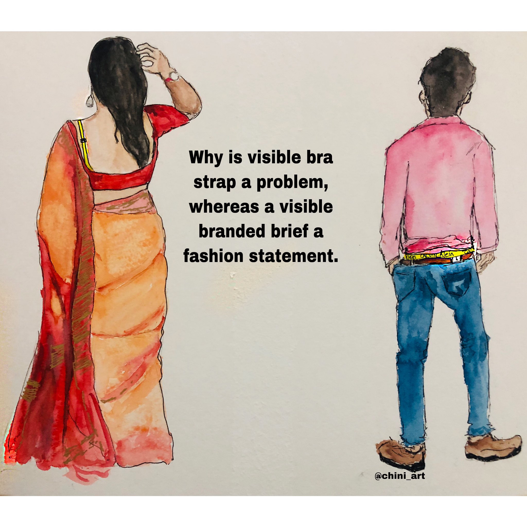 chiniart on X: Why is visible bra strap a problem, whereas a visible  branded brief a fashion statement ?? . . . . . #bra #brastrap #woman #man  #showoff #equality #freedom #feminist #