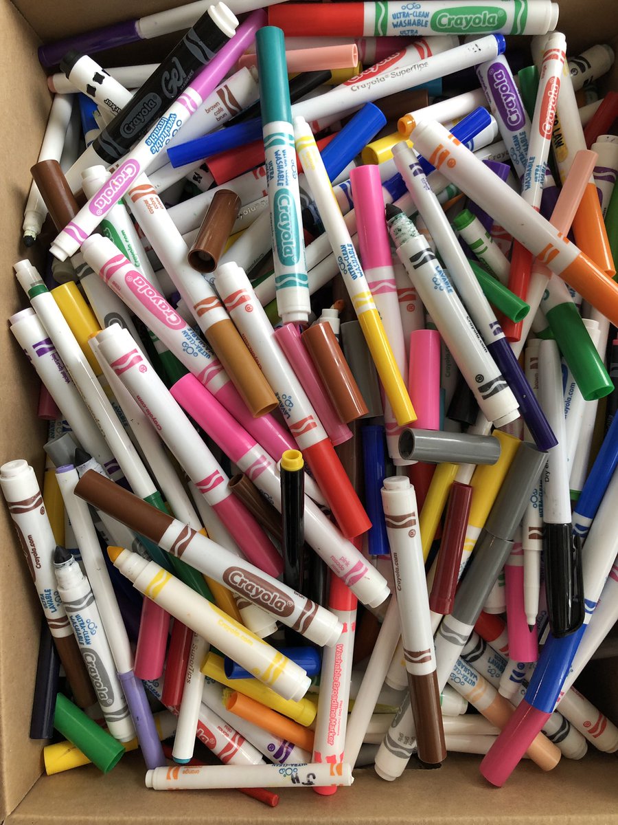 Way to go TR! A colorFULL box of markers headed to Crayola-cycle instead of to the landfill! <a href="/TerraceRidgeSch/">Terrace Ridge School</a>
