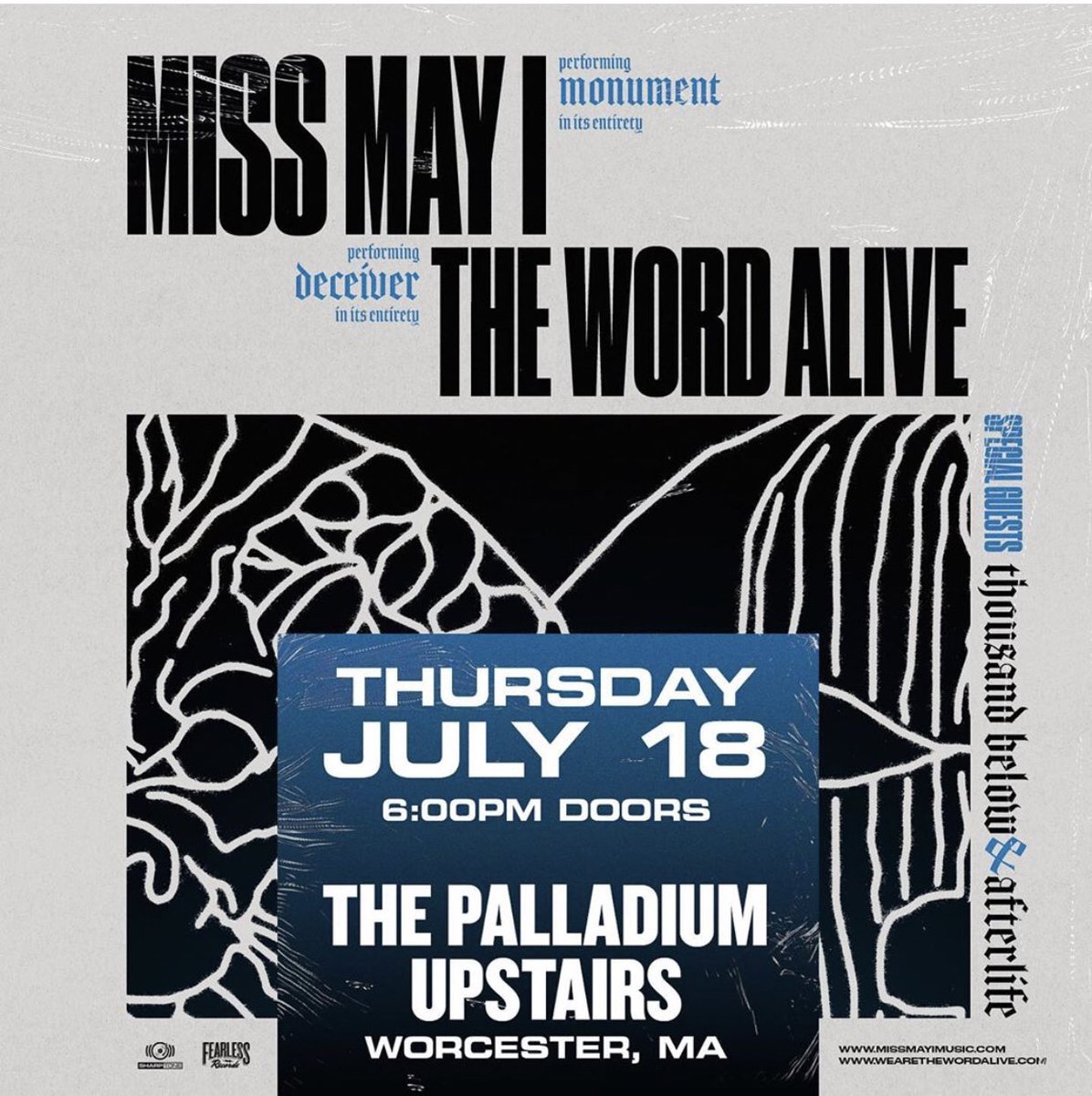 We are pleased to inform you all that we will be playing alongside <a href="/missmayiband/">Miss May I</a> <a href="/TheWordAlive/">THE WORD ALIVE</a> <a href="/ThousandBelow/">Thousand Below</a> and <a href="/Afterlifefl/">Afterlife</a> at the palladium in Worcester Massachusetts July 18! We have discounted tickets at the link in our bio.